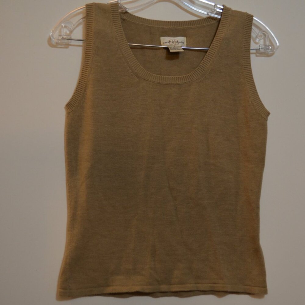 SB Sarah B Studio Acrylic-Cotton Knit Tan Vest S